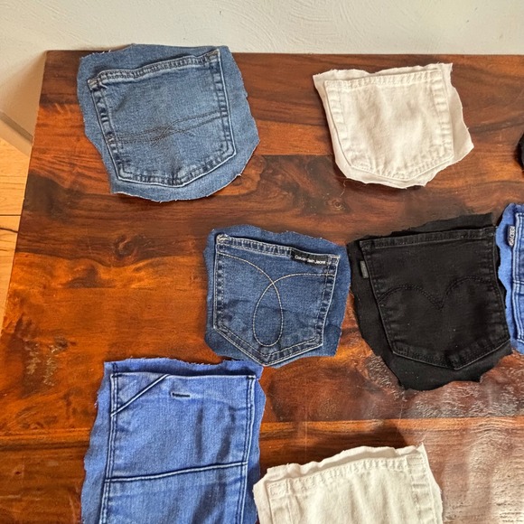15pc Mixed Denim Jean Pockets Lot Levi's Wrangler Calvin Klein DIY Upcycle Craft - Picture 3 of 7